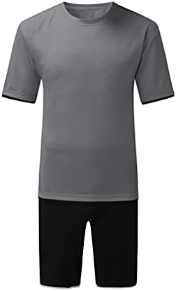 UXZDX Eğlence Set erkek Moda Spor Kısa Kollu T-Shirt + Spor Şort, Nefes Yaz Giyim (Renk: Cinza, Boyutu: 4XL Kodu)