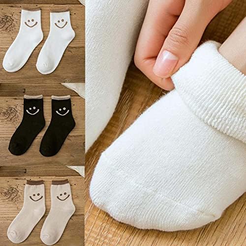 Güzel Gülümseme Yüz Pamuklu Çoraplar, Kadınlar için Eğlenceli Mutlu Yüz Moda Çorapları (Kirli Beyaz, 5 Çift)
