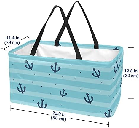 Yeniden kullanılabilir Bakkal Tote Çanta alışveriş Sepeti 50L Destek Sütun saklama çantası Renkli El Çizilmiş Dondurma