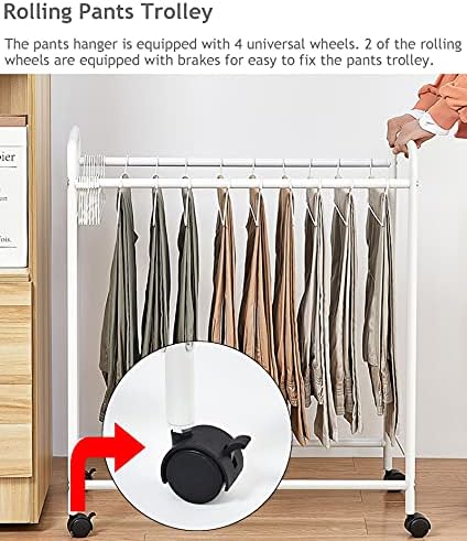 Beyaz Pantolon/Kot / Pantolon Haddeleme Arabası Dolap Çamaşır Odaları için, şık Modern Ücretsiz Ayakta Giyim Organizatör Raf