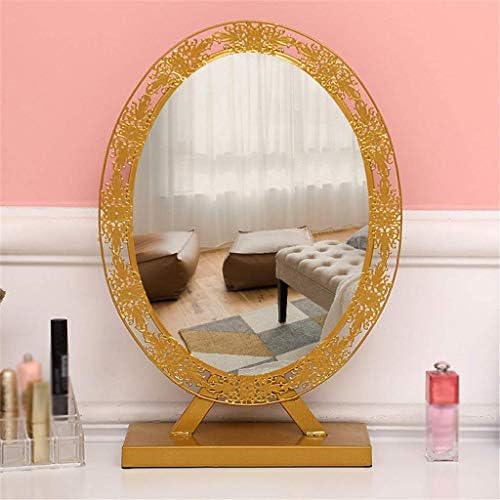 Altın Tuvalet Masası Aynası, Yüksek Çözünürlüklü Masaüstü makyaj aynası Ferforje Banyo Yatak Odası Güzellik Aynası Makyaj Aynaları