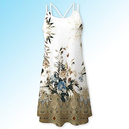 TOTOD Elbise, moda Kadın Yaz Vintage Kolsuz 3D Çiçek Baskı Bohe Tankı Kısa Mini Elbise Sundress