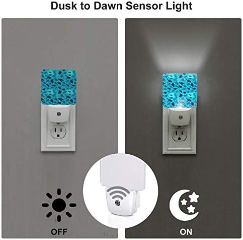 Deniz Kaplumbağası Gece Lambası Seti, Plug-in Led Gece Lambaları Otomatik Alacakaranlıktan Şafağa Sensör yatak odası için lamba