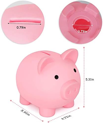 Fivtyily Piggy Banks, Sevimli Plastik Domuz Para Bankaları Erkek Kız Çocuk Yetişkin için Para Bankaları (Pembe)