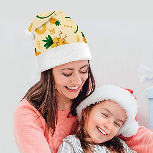 Noel Santa Şapka, Ananas Desen Noel Tatil Şapka Yetişkinler için, Unisex Konfor Noel Şapkalar için Yeni Yıl Şenlikli Kostüm
