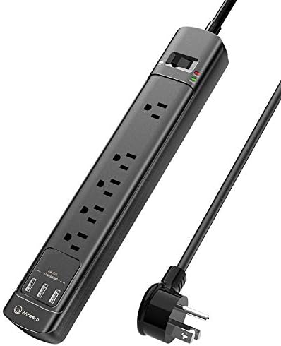 Dalgalanma Koruyucu Güç Şeridi, 5 Çıkışlı ve 3 USB Bağlantı Noktalı Witeem Güç Şeridi, 5V / 3.4 A Düz Fiş, 2100 Joule, Akıllı