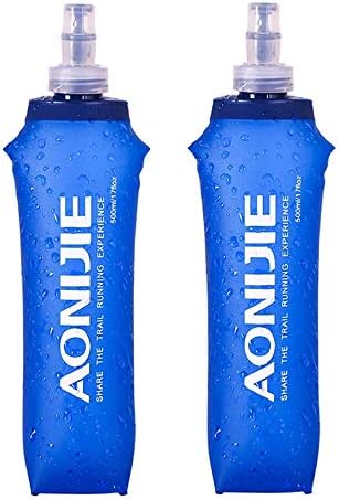 AONIJIE 2 Pcs Spor Katlanabilir su Şişesi BPA Ücretsiz + 2 Pcs Yedek Payet Kapak - TPU meşrubat su ısıtıcısı Katlanabilir cep