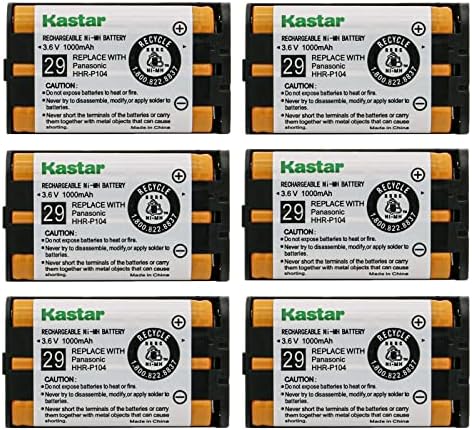 Kastar 6-Pack 3.6 v 1000 mAh Pil HHR-P104 Panasonic için Yedek KX-TGA552M KX - TGA560B KX-TGA560M KX-TGA650B KX-TH102-C KX-TH111S