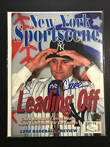 Chuck Knoblauch İmzalı New York Spor Dergisi NY Yankees 1998 JSA İmzalı Major League BASEBALL Dergileri
