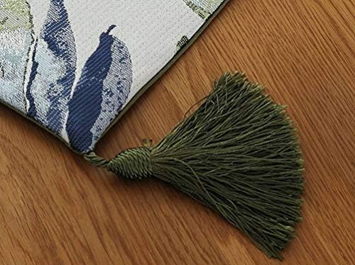 ZebraSmile Kısa 100 % Polyester Yapraklar Desen Masa Koşucular için Püsküller ile yemek masası Dekorasyon Ev Dekor 13X48 İnç