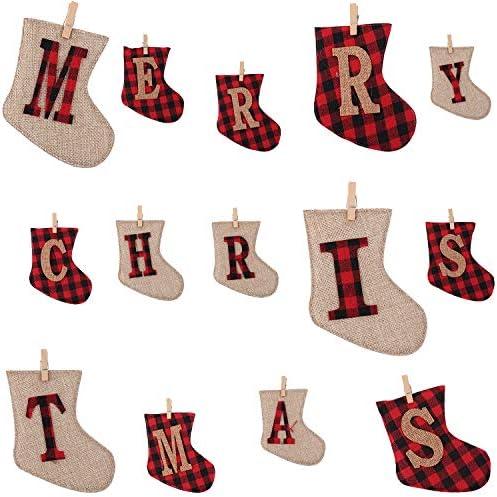 Wusteg Noel Stocking Banner Merry Christmas Banner Noel Süslemeleri Çuval Çorap Şekilli Merry Christmas Banner için Ev Şömine