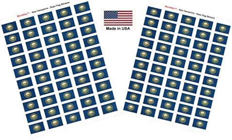 Made in USA! 100 New Hampshire 1.5 x 1 Kendinden Yapışkanlı Devlet Bayrağı Çıkartmaları, İki Yaprak 50, 100 New Hampshire Etiket