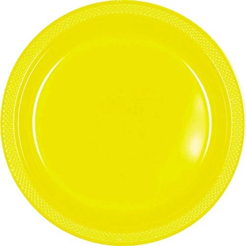 Amscan 43031.09 Sarı Sunshing Plastik Parti Tabakları, 9, Sarı Güneş Işığı