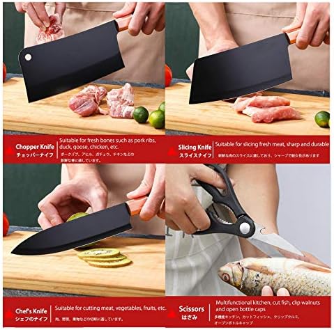 Şef Bıçağı Setleri Mutfak Bıçakları Seti-Bloklu 6 Adet Paslanmaz Çelik Mutfak Bıçağı Seti-Kalemtıraşlı Profesyonel Bıçak Seti-Pişirme