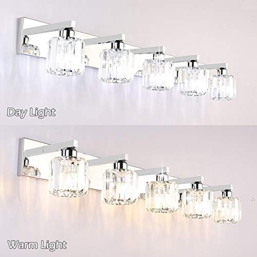 Aipsun kristal banyo Vanity ışık paslanmaz çelik Modern Vanity ışık 5 ışıkları kristal banyo Vanity ışık fikstür (ampul hariç)