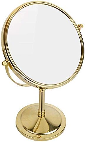 Nhlzj XİAOQİANG 8 İnç Ayakta Makyaj Aynaları, Çift Taraflı Büyütme ve Düzenli 360 Dönen Pirinç Vanity Kozmetik (Renk: Altın,