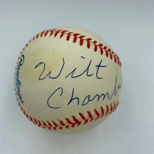 Güzel Wilt Chamberlain Single, JSA COA - NBA İmzalı Çeşitli Eşyalar ile Amerikan Ligi Beyzbolu İmzaladı