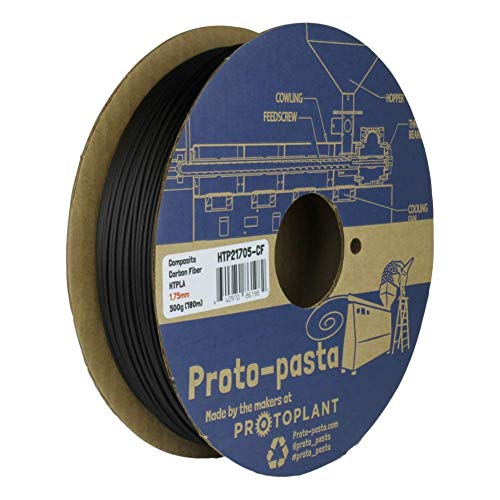 Proto-pasta HTP21705-CF Yüksek Sıcaklık Karbon Fiber Makara, PLA 1,75 mm, 500 g, Siyah