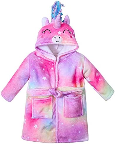 Basumee Bebek Kız Elbise Unicorn Kapşonlu Bornoz Unisex Bebek Yumuşak Peluş Elbise Unicorn Flanel Hediye Toddlers için