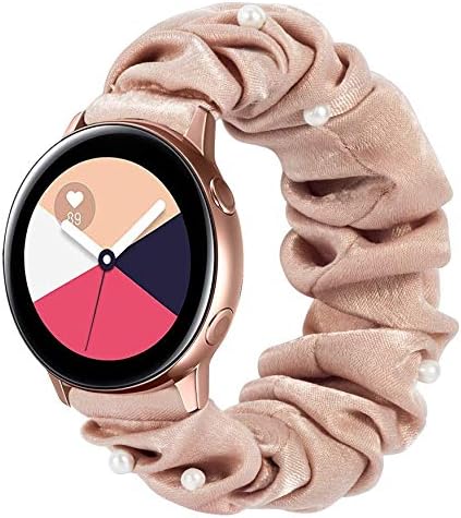 TOYOUTHS ile Uyumlu Samsung Galaxy Watch Band Aktif 2 Toka 42mm (20mm Genişlik)Gül Altın Kadın Elastik Desen Kumaş Yedek Bileklik