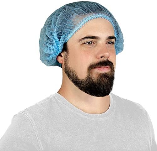 Polipropilen Tek Kullanımlık Bouffants Pileli Saç Filesi Kapakları (Kasa 1000) (24, Mavi)