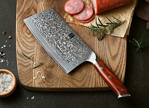 XINZUO Cleaver Bıçak, Şam Çelik 7 İnç Çin Şef Bıçağı Profesyonel kasap bıçağı Keskin Mutfak Bıçağı Et Sebze Bıçağı, ergonomik