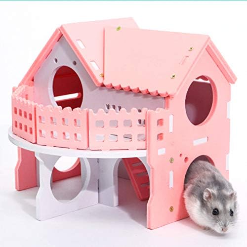 Petyoung Hamster Hideout Villa ile Balkon Çift Katlı Hamster Oyun Evi için Küçük Hayvan