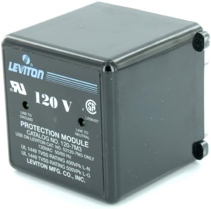 Leviton 120-7M3 120 VAC, 50/60 Hz Maks, Sürekli Voltaj 150 VAC, Geçici Voltaj Dalgalanma Bastırma Modülü, Yedek Panel Koruma