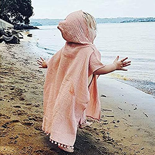 KMBANGI Yürüyor Çocuk Bebek Kız Erkek Yaz Giysileri Kapüşonlu Swim Suit Kapak Ups ıle Pom Poms Pamuk Pelerin