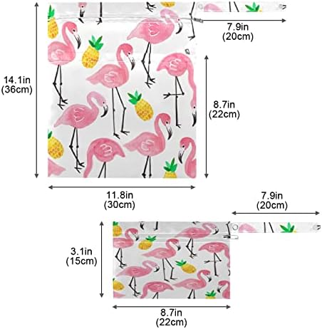 Flamingo ananas desen bez bebek bezi ıslak kuru çanta kullanımlık Her yerde asmak kolay Su geçirmez ıslak kuru çanta için Kirli