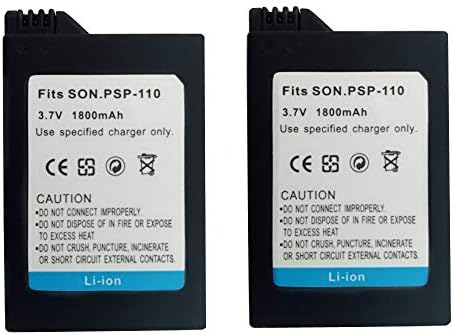 TFSeven 2 Adet Yüksek Kapasiteli Şarj Edilebilir Lityum İyon Yedek Pil Sony Playstation Lite ıçin Uyumlu PSP1000 Serisi PSP-110