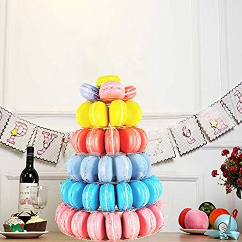 Velidy 6 Katlı Yuvarlak Macaron Kulesi Standı kek vitrin rafı Cupcake Standı Tatlılar Ekran Düğün Doğum Günü Dekor için