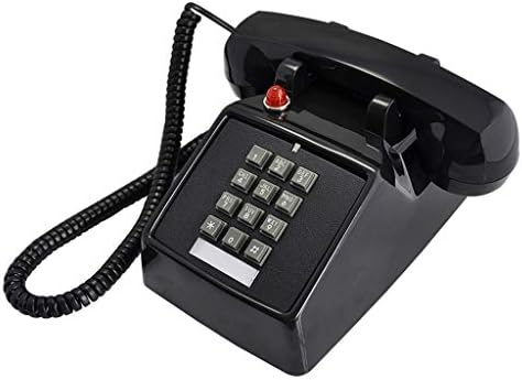 WODMB Telefon Retro Döner Telefon, Push Button Dial Siyah Antika Telefon, Otel Telefon Ev ve Ev Dekorasyon için