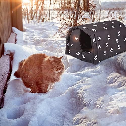 Kışın Açık Kediler için Kedi Evi, Vahşi Kedi Evi Kalınlaşmış Hava Koşullarına Dayanıklı Oxford Katlanabilir Kapalı Tasarım,