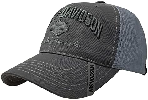Harley-Davidson erkek Beyzbol Şapkası, H-D Bar & Kalkan Örgü Şapka w/Distrssed Bill Siyah