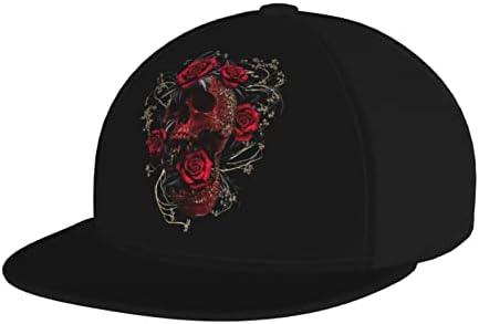WAYABO Gotik Gül Kan Kafatası Hip-Hop beyzbol şapkası Ayarlanabilir Erkekler Kadınlar ıçin Düz Bill Ağız Vizör Şapka Unisex