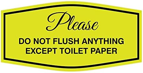 Fantezi Lütfen Tuvalet Kağıdı İşareti (Siyah/Altın) Dışında Hiçbir Şeyi Yıkamayın - Orta