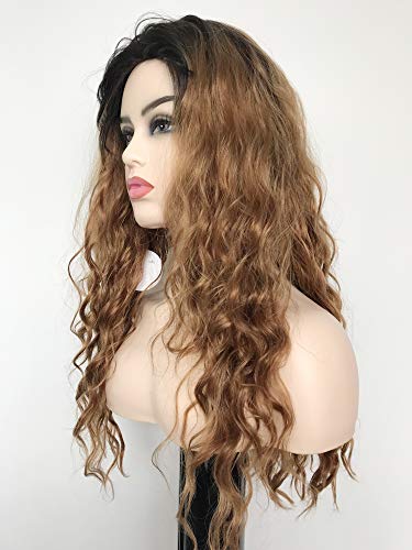 GNIMEGIL Kadınlar Trendy Uzun Kıvırcık peruk Kahverengi Ombre Renk Saç Değiştirme peruk sentetik ısıya dayanıklı iplik Cosplay