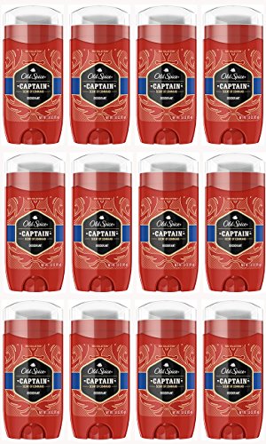 Erkekler için Old Spice Deodorant, Kaptan Kokusu, Kırmızı Koleksiyon, 3.0 Ons (12'li Paket)