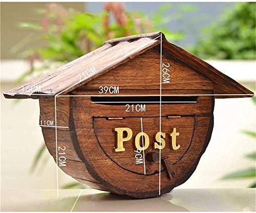 YUXO Duvar Montaj Kilitlenebilir Posta Kutusu Güvenlik Lockbox Duvara Monte Mektup Kutusu Villa Açık Ahşap Yağmur Geçirmez