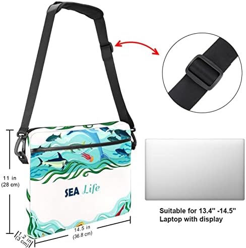 Karikatür Deniz Hayvanlar Laptop çantası 14.5 İnç Evrak Çantası Laptop omuz askılı çanta Laptop Taşıma çantası Bilgisayar ve