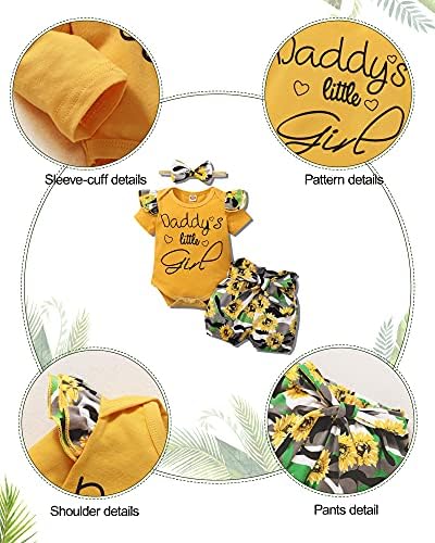 Bebek Kız Giysileri Yenidoğan Kıyafetler 3 Adet Bebek Çiçek Kısa Kollu Romper Şort Set + Kafa Bandı
