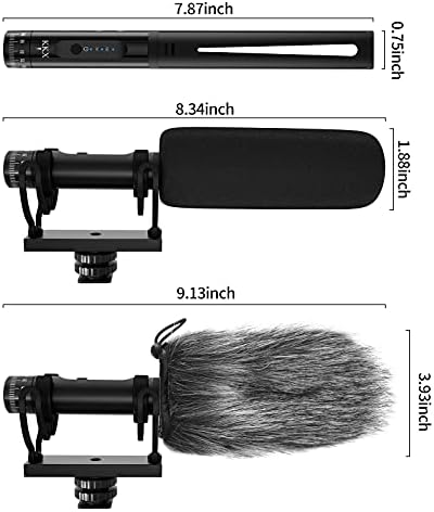 KKX-G20Shotgun Mikrofon, Profesyonel Kardioid Video Mikrofon ile Şok Dağı/Windproofsponge/Şarj Kablosu, Kamera Mikrofon Kiti
