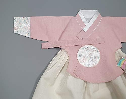 Kore Hanbok Elbise Bebek Kız Ilk Doğum Günü Partisi Kutlama Bebek Pembe Bej Dol 1 Yaş os1