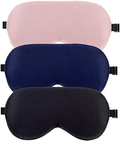 Ipek Uyku Maskesi, 3 Paket Gerçek Doğal Saf İpek Göz Maskesi ile Ayarlanabilir Kayış, Uyku için Göz Maskesi, BeeVines