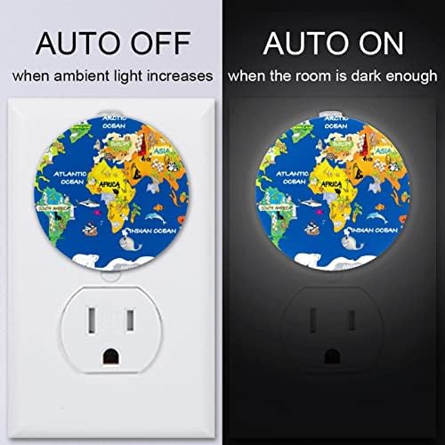 2 Paket Plug-in Nightlight LED Gece Lambası Hayvanlar Dünyanın MAPE ile Alacakaranlıktan Şafağa Sensörü için Çocuk Odası, kreş,