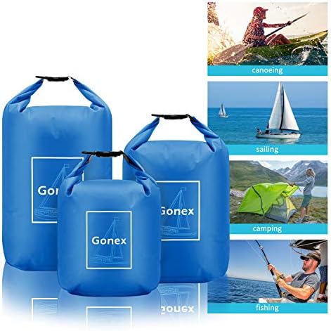 Gonex Yüzer Su Geçirmez Kuru Çanta 3-Pack (4L & 8L & 12L), Roll-Top Sıkıştırma Kuru Çuval Şeyler Çuval Saklama Torbaları için