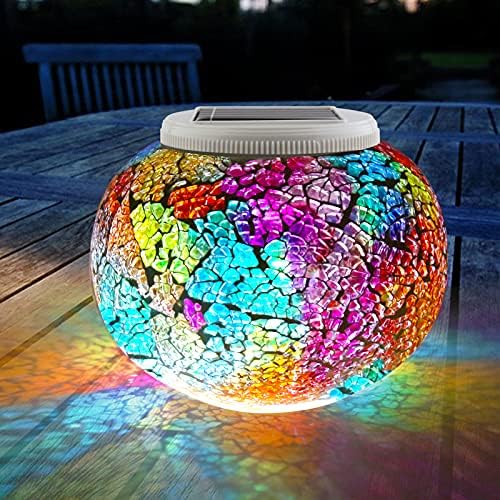 Yiliaw renk Değiştirme Mozaik güneş ışıkları Led bahçe ışıkları Güneş Crackle cam topu masa ışık açık su geçirmez güneş gece