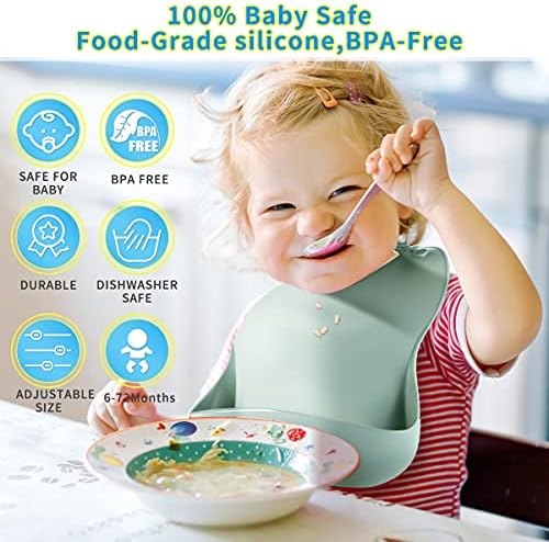 Bebekler için Rineyap Silikon Önlükler 3'lü Set, BPA İçermeyen Su Geçirmez, Dayanıklı Erkek ve Kız Çocukları için Bebek Önlükleri