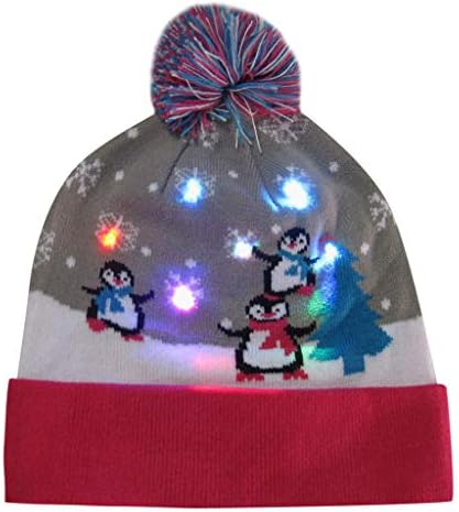 Noel Santa Beanie kış şapka için komik komik ve şenlikli Noel partisi şapka ile led ışık flaş lambası